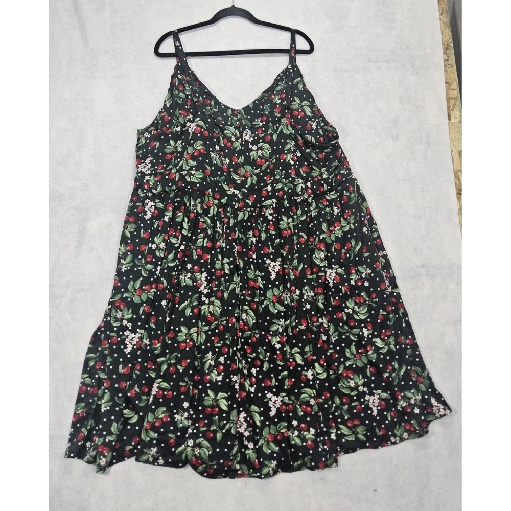 Retro Chic Torrid Dress 30 6X NEW Cherry Swing Chiffon Baby Doll Full Spring Red - Picture 7 of 12